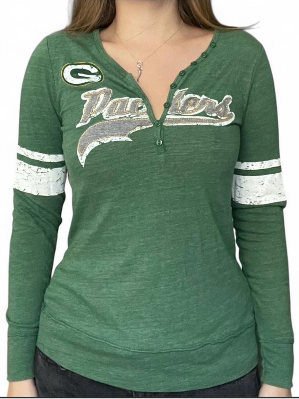 NFL Green Packers Women's Long-Sleeve Henley Tee